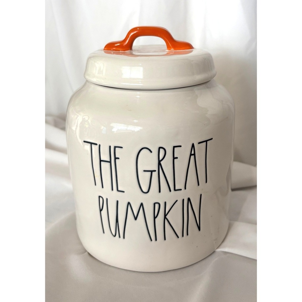 Rae Dunn Peanuts The Great Pumpkin Canister Large White Snoopy Halloween Jar